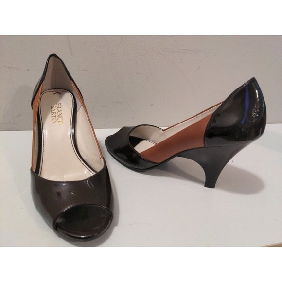 Franco Sarto Womens 7 M Brown Leather Peep Toe Pumps; Style Crash - Picture 1 of 8